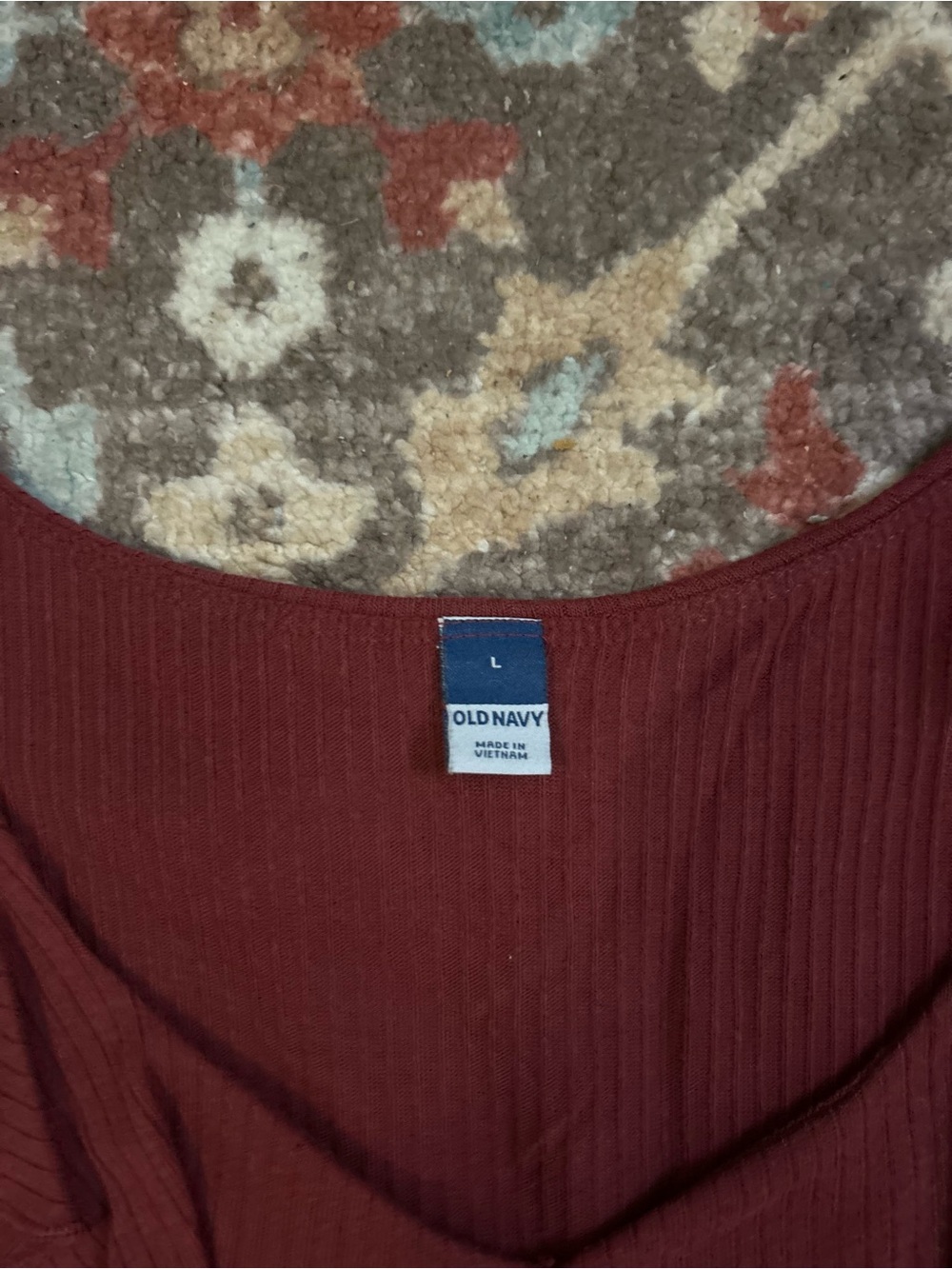 Old Navy Burgundy Ruffle Ribbed Tank Top - Picture 2 of 2